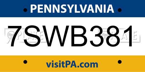 7SWB381 Pennsylvania License Plate