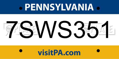 7SWS351 Pennsylvania License Plate