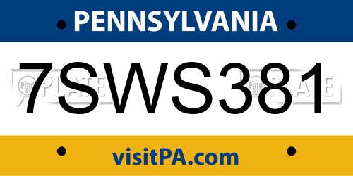 7SWS381 Pennsylvania License Plate