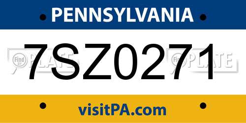 7SZ0271 Pennsylvania License Plate