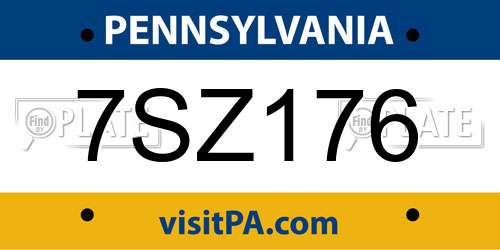 7SZ176 Pennsylvania License Plate