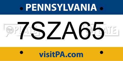 7SZA65 Pennsylvania License Plate