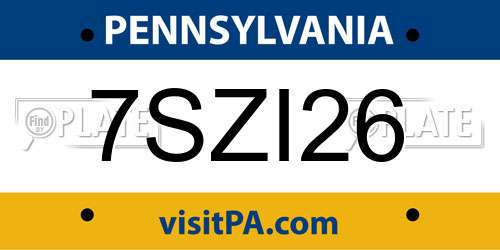 7SZI26 Pennsylvania License Plate