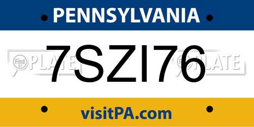 7SZI76 Pennsylvania License Plate