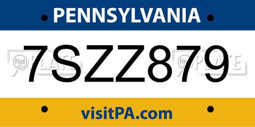 7SZZ879 Pennsylvania License Plate