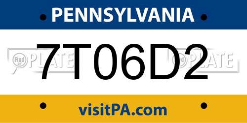 7T06D2 Pennsylvania License Plate
