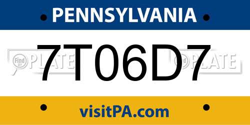 7T06D7 Pennsylvania License Plate