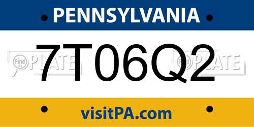 7T06Q2 Pennsylvania License Plate