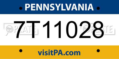 7T11028 Pennsylvania License Plate