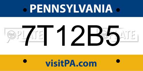 7T12B5 Pennsylvania License Plate