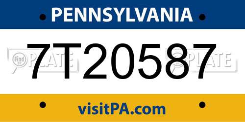 7T20587 Pennsylvania License Plate