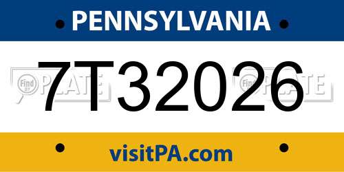 7T32026 Pennsylvania License Plate