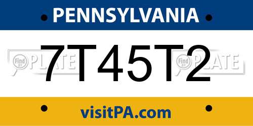7T45T2 Pennsylvania License Plate
