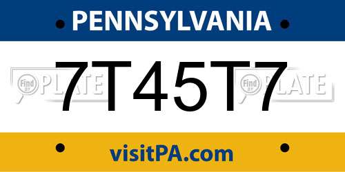 7T45T7 Pennsylvania License Plate