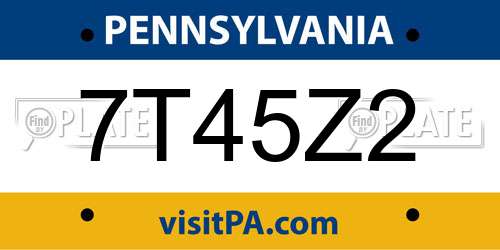 7T45Z2 Pennsylvania License Plate