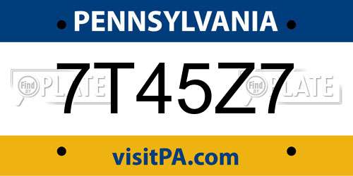 7T45Z7 Pennsylvania License Plate