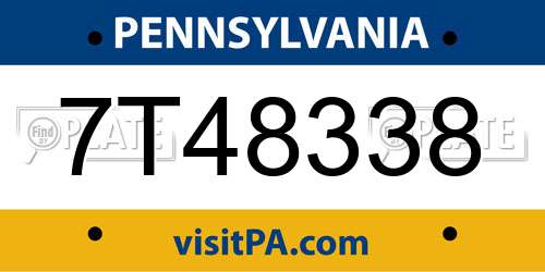 7T48338 Pennsylvania License Plate