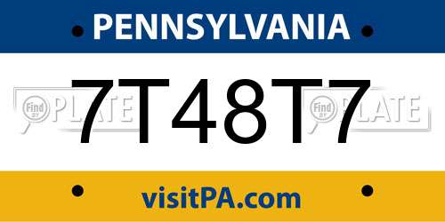 7T48T7 Pennsylvania License Plate