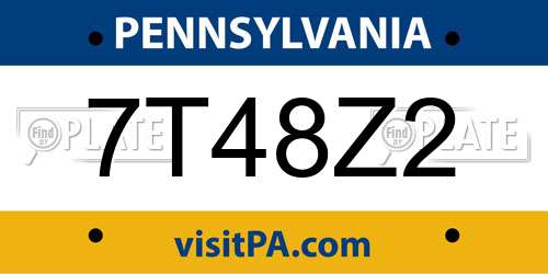 7T48Z2 Pennsylvania License Plate