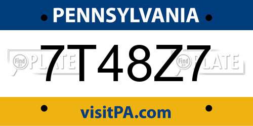 7T48Z7 Pennsylvania License Plate