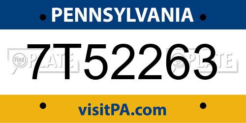 7T52263 Pennsylvania License Plate