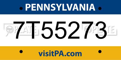 7T55273 Pennsylvania License Plate