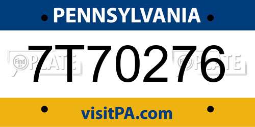 7T70276 Pennsylvania License Plate