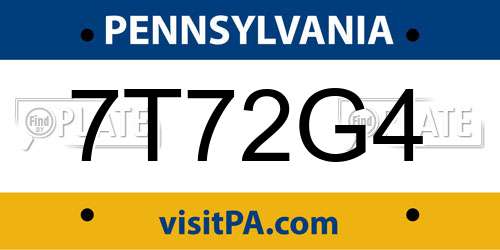 7T72G4 Pennsylvania License Plate