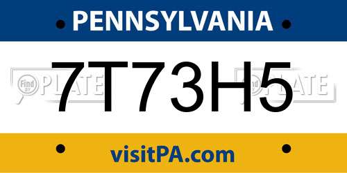 7T73H5 Pennsylvania License Plate