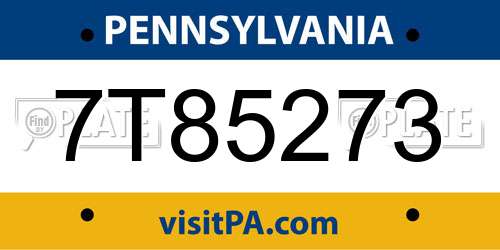 7T85273 Pennsylvania License Plate