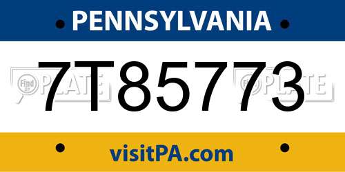 7T85773 Pennsylvania License Plate