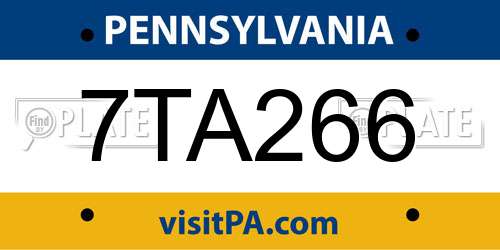 7TA266 Pennsylvania License Plate