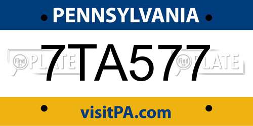 7TA577 Pennsylvania License Plate