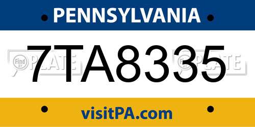 7TA8335 Pennsylvania License Plate