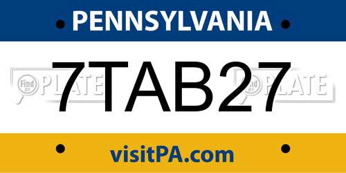 7TAB27 Pennsylvania License Plate