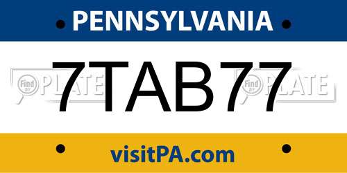7TAB77 Pennsylvania License Plate
