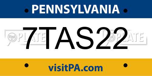 7TAS22 Pennsylvania License Plate