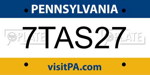 7TAS27 Pennsylvania License Plate