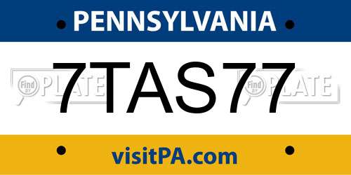 7TAS77 Pennsylvania License Plate