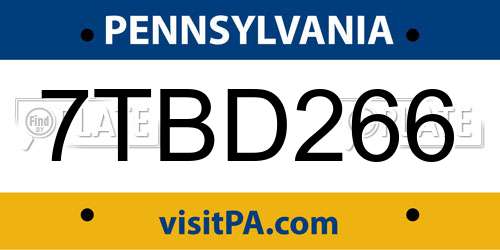 7TBD266 Pennsylvania License Plate