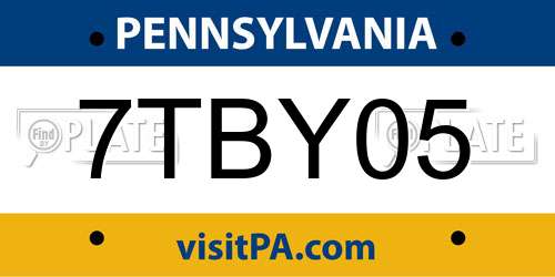 7TBY05 Pennsylvania License Plate