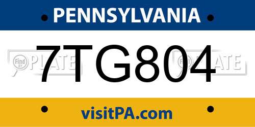 7TG804 Pennsylvania License Plate