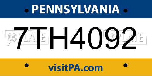 7TH4092 Pennsylvania License Plate