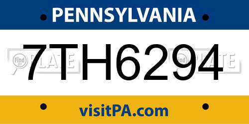 7TH6294 Pennsylvania License Plate