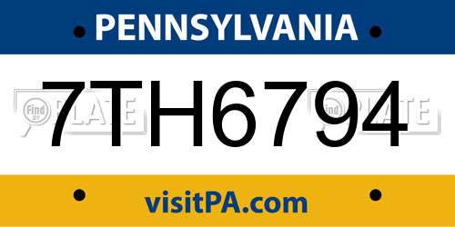 7TH6794 Pennsylvania License Plate