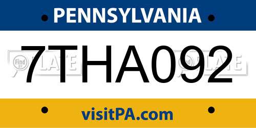 7THA092 Pennsylvania License Plate