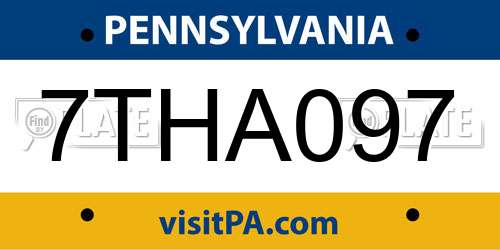 7THA097 Pennsylvania License Plate