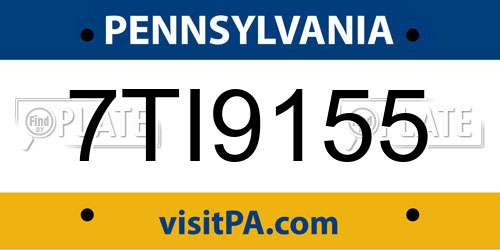 7TI9155 Pennsylvania License Plate