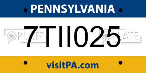 7TII025 Pennsylvania License Plate