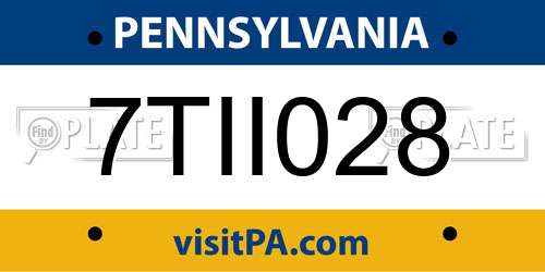 7TII028 Pennsylvania License Plate